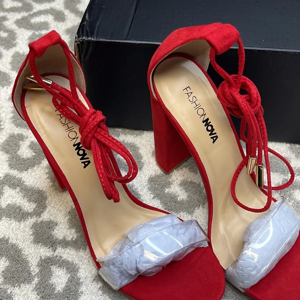 🤩H-P🤩Fashion Nova Lose It All Heel - Red🛍️ - Picture 10 of 11